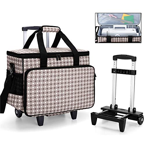 Yarwo Maletas de Transporte para Máquinas de Coser, Bolsa de Trolley para Máquina de Coser con Tablero Duro para apoyar la Parte Inferior, Adecuado para la mayoría de Las máquinas de Coser universales