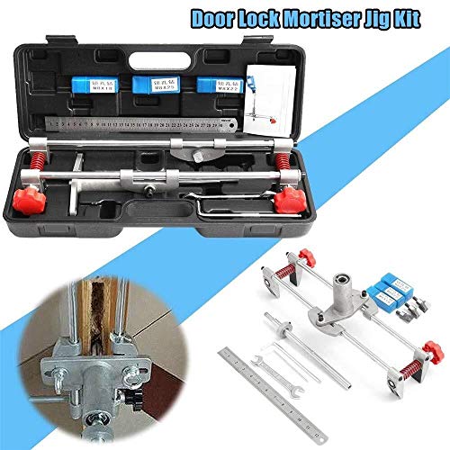 YASE-king Instalación de cerraduras de puertas Kit encajadas Racor de calar, 3 cortadores de bloqueo de la puerta Montaje Taladro plantilla encajadas Kit con la herramienta de mejoras for el hogar Lla