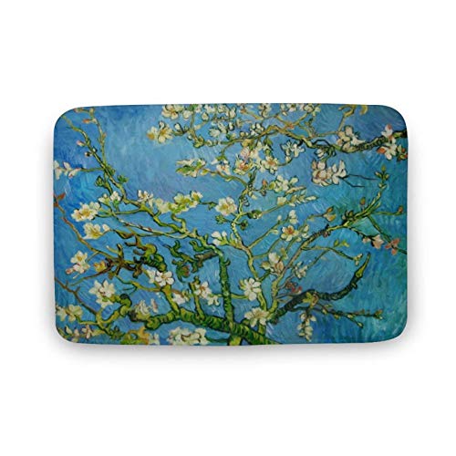 Yaxinduobao Van Gogh Almond Blossoms Dark Teal Personalized Entrance por Estera Bathroom Nonslip Absorbent Mat Kitchen Decoration Area Mat