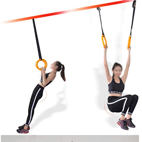 YAYA Los Hijos Adultos de Gimnasia Anillos Gimnasio con Ajustable Entrenamiento Largo Hebillas de Correas de Interior casero Equipo de la Aptitud (Color : Black)