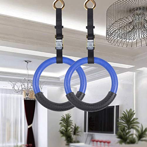 YAYA Los Hijos Adultos de Gimnasia Anillos Gimnasio con Ajustable Entrenamiento Largo Hebillas de Correas de Interior casero Equipo de la Aptitud (Color : Black)