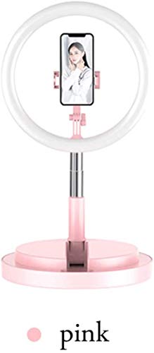 YAYY Anillo de luz LED 10 regulable, rotación de 360 °, altura ajustable, 3 modos de luz, 2700-5500K para Youtube Videos Maquillaje Belleza Live Streaming Negro (Actualización), rosa