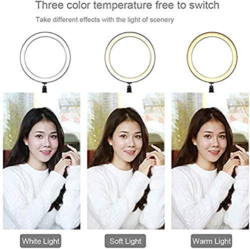 YAYY Kit de luz de Anillo LED con trípode y Soporte para teléfono Celular Luz de Anillo autofoto con 3 Modos de Color y 7 Brillos para transmisión en Vivo/Maquillaje Youtube(Upgrade)