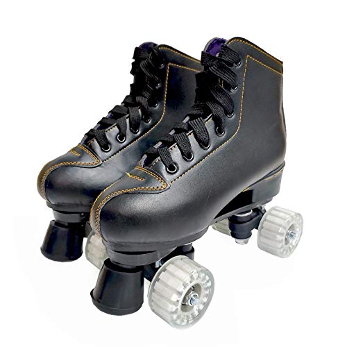 YAzNdom Patines Patines de Cuero Artificial Patines Doble Línea Patines Mujeres Hombres Adulto Dos líneas Skate Shoes Adecuado para Principiantes En Patinaje (Color : Black, Size : 41)