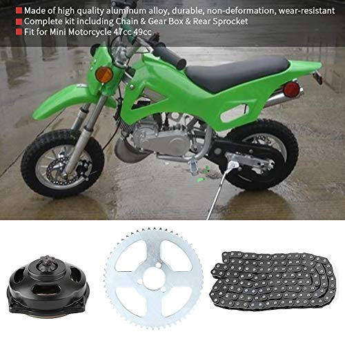 Yctze Kit de piñón de motocicleta, cadena de transmisión T8F y caja de cambios de 6T y kit de piñón trasero para mini motocicleta 47cc 49cc moto