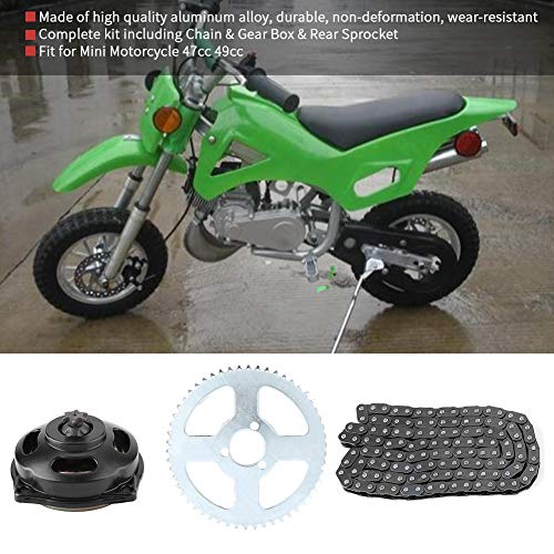 Yctze Kit de piñón de motocicleta, cadena de transmisión T8F y caja de cambios de 6T y kit de piñón trasero para mini motocicleta 47cc 49cc moto Yctze Kit de piñón de motocicleta, cadena de transmisión T8F y caja de cambios de 6T y kit de piñón trasero para mini motocicleta 47cc 49cc moto