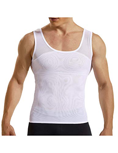 YCUEUST Camiseta de Tirantes Compresión Camisetas Interiores Elástica Vest Blanco Medium