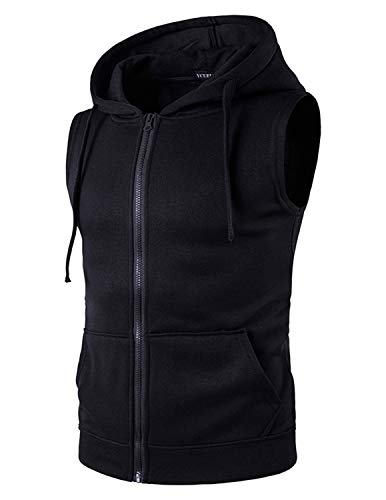 YCUEUST Hombre Sudaderas con Capucha Sin Mangas Camiseta Casual Chalecos Deportivos Negro Large YCUEUST Hombre Sudaderas con Capucha Sin Mangas Camiseta Casual Chalecos Deportivos Negro Large