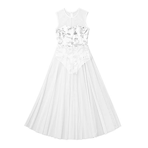 Yeahdor Vestido de Danza Ballet para Mujer Vestido Largo de Baile Lírico Lentejuelas Maillot de Gimnacia Leotardo sin Manga Disfraz Bailarina Blanco 8 Años Yeahdor Vestido de Danza Ballet para Mujer Vestido Largo de Baile Lírico Lentejuelas Maillot de Gimnacia Leotardo sin Manga Disfraz Bailarina Blanco 8 Años