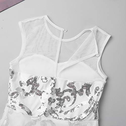 Yeahdor Vestido de Danza Ballet para Mujer Vestido Largo de Baile Lírico Lentejuelas Maillot de Gimnacia Leotardo sin Manga Disfraz Bailarina Blanco 8 Años Yeahdor Vestido de Danza Ballet para Mujer Vestido Largo de Baile Lírico Lentejuelas Maillot de Gimnacia Leotardo sin Manga Disfraz Bailarina Blanco 8 Años