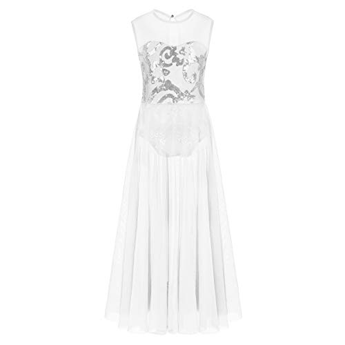 Yeahdor Vestido de Danza Ballet para Mujer Vestido Largo de Baile Lírico Lentejuelas Maillot de Gimnacia Leotardo sin Manga Disfraz Bailarina Blanco 8 Años Yeahdor Vestido de Danza Ballet para Mujer Vestido Largo de Baile Lírico Lentejuelas Maillot de Gimnacia Leotardo sin Manga Disfraz Bailarina Blanco 8 Años
