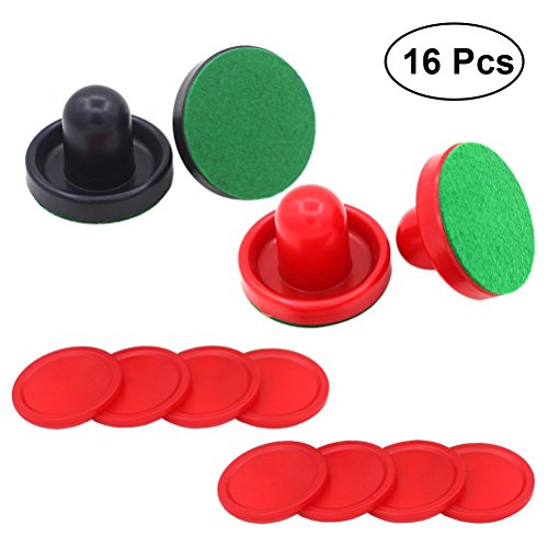 YeahiBaby 16PCS 76MM Air Hockey Pushers y Pucks Reemplazo para porteros de mesas de Juego (Rojo y Azul Oscuro)