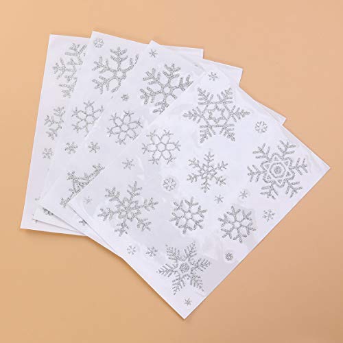 YeahiBaby Vinilos de Navidad para Ventana de Copo de Nieve Pegatinas de Navidad Adornos para Ventanas Pared (Plata) 4 Piezas