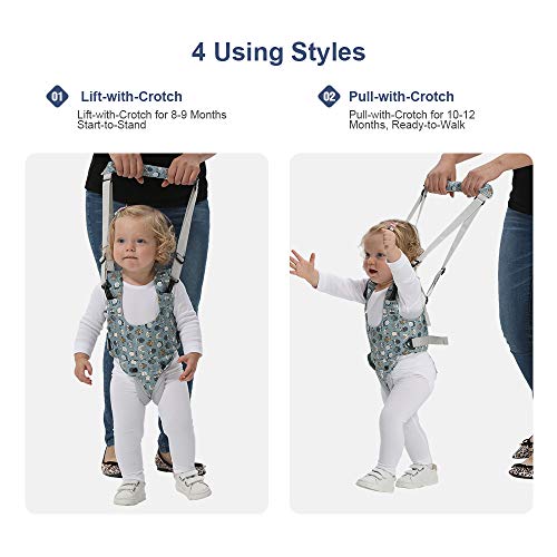 YEALEO Arnés para caminar para bebés, cinturón de bebé transpirable, arnés para caminar ajustable durante 7-24 meses (B-Azul búho)
