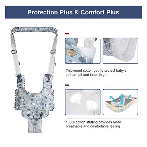 YEALEO Arnés para caminar para bebés, cinturón de bebé transpirable, arnés para caminar ajustable durante 7-24 meses (B-Azul búho) YEALEO Arnés para caminar para bebés, cinturón de bebé transpirable, arnés para caminar ajustable durante 7-24 meses (B-Azul búho)