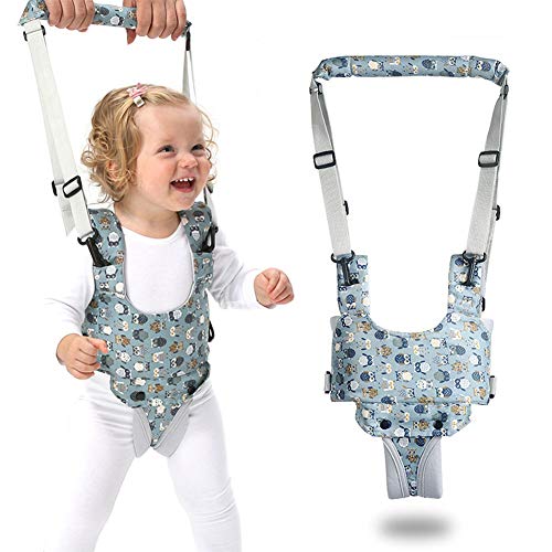 YEALEO Arnés para caminar para bebés, cinturón de bebé transpirable, arnés para caminar ajustable durante 7-24 meses (B-Azul búho)