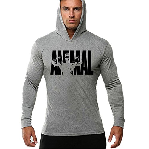 YeeHoo Hombre Bodybuilding Manga Larga Camisetas con Capucha de Tirantes Sweatshirt YeeHoo Hombre Bodybuilding Manga Larga Camisetas con Capucha de Tirantes Sweatshirt