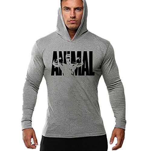 YeeHoo Hombre Bodybuilding Manga Larga Camisetas con Capucha de Tirantes Sweatshirt