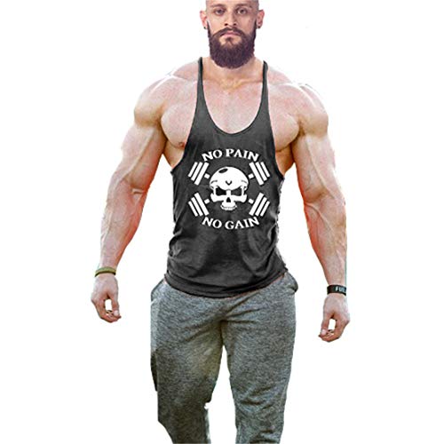 YeeHoo Hombres Camisetas de Gym Culturismo Muscle No Pain No Gain Tanque de la Manera Tapas del elástico YeeHoo Hombres Camisetas de Gym Culturismo Muscle No Pain No Gain Tanque de la Manera Tapas del elástico