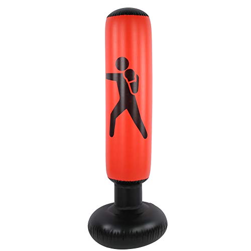 Yeelur Práctico Saco de Boxeo Grueso con Soporte, Saco de Boxeo Inflable Plegable para Ejercicios, Boxeo para Practicar Fitness para aliviar el estrés(Red)