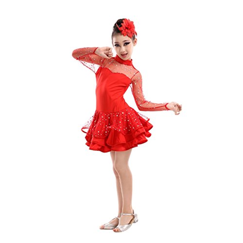 Yefree Vestido de Baile Latino de Manga Larga Vestido Mini de Baile Yefree Vestido de Baile Latino de Manga Larga Vestido Mini de Baile
