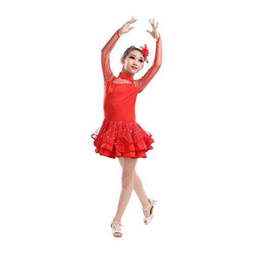 Yefree Vestido de Baile Latino de Manga Larga Vestido Mini de Baile Yefree Vestido de Baile Latino de Manga Larga Vestido Mini de Baile