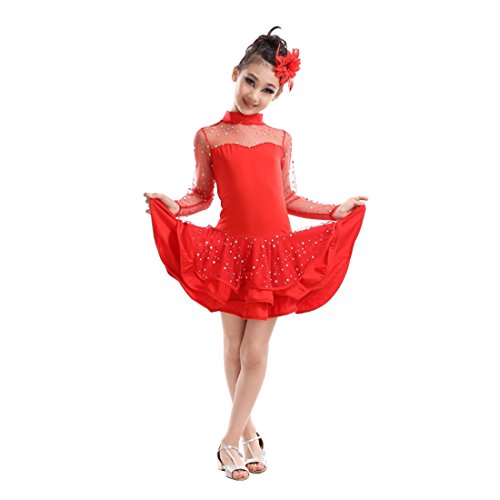 Yefree Vestido de Baile Latino de Manga Larga Vestido Mini de Baile Yefree Vestido de Baile Latino de Manga Larga Vestido Mini de Baile