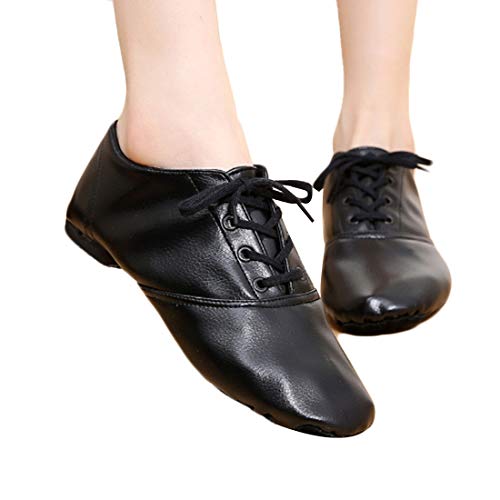 Yefree Zapatillas de Ballet de Cuero de PU para Hombres y Mujeres de Zapatos de Entrenamiento de Baile de Yoga con Cordones Bajos para niños