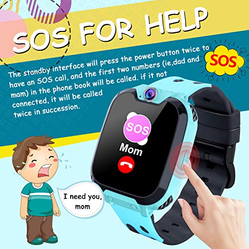 YENISEY Relojes para Niños - Música Smartwatch para Niños Niña Game Watch (Tarjeta SD de 1GB incluida Pantalla táctil Relojes Inteligentes con Llamada Juego Cámara Música (Azul)