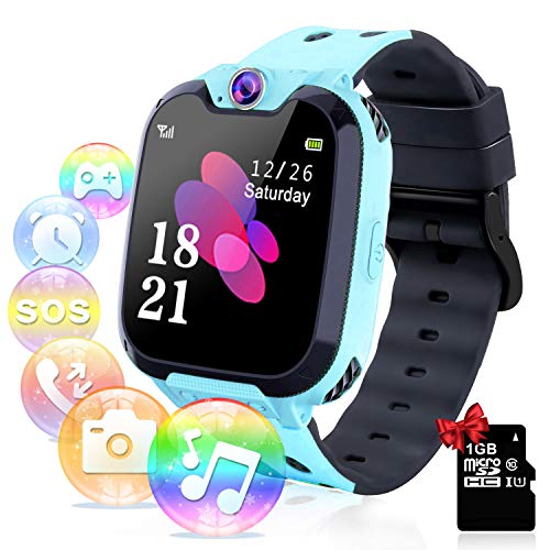 YENISEY Relojes para Niños - Música Smartwatch para Niños Niña Game Watch (Tarjeta SD de 1GB incluida Pantalla táctil Relojes Inteligentes con Llamada Juego Cámara Música (Azul)