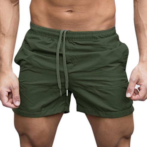 Yesmile Pantalones de Hombres Gimnasio Casual Deportes Jogging Pantalones Cortos de Cintura Elástica Aptitud (L, Ejercito Verde)