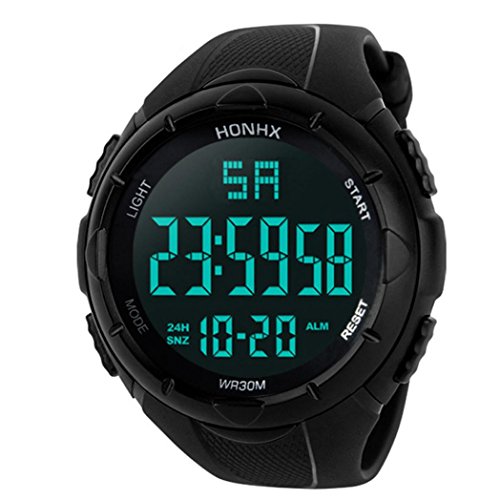 Yesmile Relojes❤️Reloj Electrónico de Silicona Hombres Analógico Militar Digital Deporte LED Impermeable Reloj de Pulsera reloje Deportes HONHX (Negro)