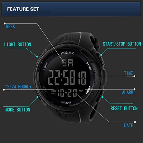 Yesmile Relojes❤️Reloj Electrónico de Silicona Hombres Analógico Militar Digital Deporte LED Impermeable Reloj de Pulsera reloje Deportes HONHX (Negro) Yesmile Relojes❤️Reloj Electrónico de Silicona Hombres Analógico Militar Digital Deporte LED Impermeable Reloj de Pulsera reloje Deportes HONHX (Negro)