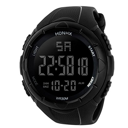 Yesmile Relojes❤️Reloj Electrónico de Silicona Hombres Analógico Militar Digital Deporte LED Impermeable Reloj de Pulsera reloje Deportes HONHX (Negro)