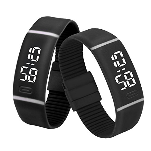 Yesmile Relojes❤️Reloj para Hombre de Goma LED para Mujer Fecha Reloj Deportivo Pulsera Reloj Digital (Negro)