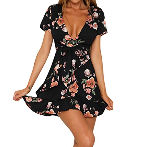 Yesmile Vestido de Mujer Falda Negro Vestido Elegante de Noche para Boda Fista Vacaciones Largo Vestido de Coctel del Partido de Boho de Verano Vestido de Playa de Las Mujeres (Negro B, S)