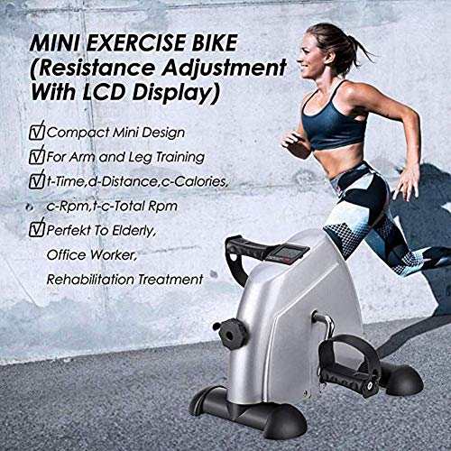 YF-SURINA Equipo de gimnasia para interiores Ejercitador para el hogar Ciclismo Fitness Mini pedal Bicicleta de ejercicio Pedal motorizado Ejercitador Pantalla LCD Bicicleta de ciclismo para interior