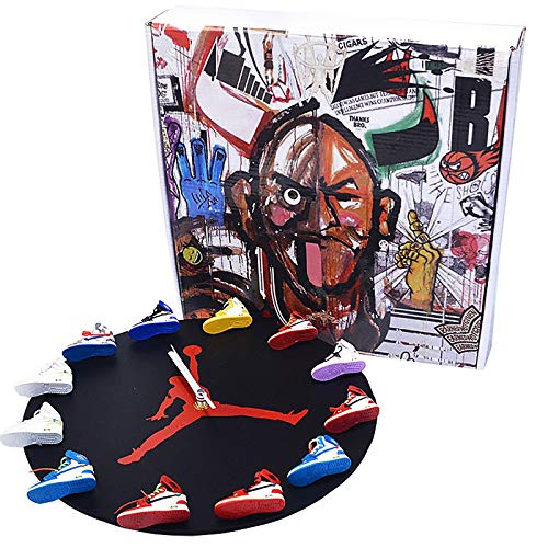 YFBB Reloj de Pared con Zapatillas, Relojes de Pared en 3D, Mini Zapatos Retro reorganizables para Hypebeasts Sneakerhead Style Decor 1 a 12 RelojBlack