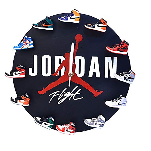 YFBB Reloj de Pared con Zapatillas, Relojes de Pared en 3D, Mini Zapatos Retro reorganizables para Hypebeasts Sneakerhead Style Decor 1 a 12 RelojBlack