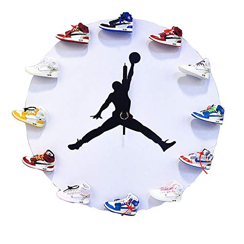 YFBB Reloj de Pared Mini Zapatillas 3D, diseño novedoso Reloj de Pared con Zapatillas 3D, diseño novedoso Reloj de Pared con Zapatillas 3D hogar, la Cocina y la salaWhite-B New