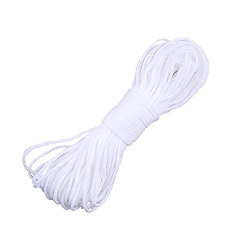 YFLFTST Cordón Elástico, 3mm 50Metros Cuerda Elastica | Blanco Redondos Cintas Elásticas para Máscara DIY, Cabello, Sombrero, Artesanías