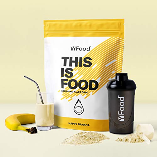 YFood Banana | Batido en Polvo | Sustituto de comida sin gluten ni lactosa | 17 comidas, 26 vitaminas y minerales | proteína en polvo | batido de proteína delicioso | pack 1,5kg