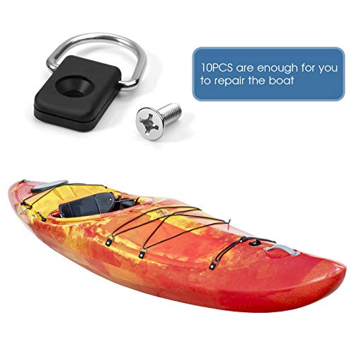 YHG Kayak D Anillos, Anillos de Amarre de Anclaje para Cargas, Anzuelos en D para Aparejos de Pesca en Kayak con Tornillos M6, Anillo D Amarre para Barco Canoa Kayak Accesorios de Aparejos de Pesca