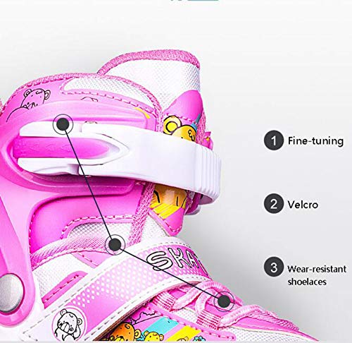 Yhjmdp Niños Patines, Ajustable de luz, de ABEC 7 Carbono niños Patines en línea, para niños y niñas con Safe Lock Correas, tamaños múltiples S(27-32)