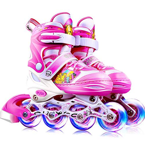 Yhjmdp Niños Patines, Ajustable de luz, de ABEC 7 Carbono niños Patines en línea, para niños y niñas con Safe Lock Correas, tamaños múltiples S(27-32)