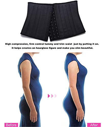 YIANNA Faja Reductora Mujer Torso Corto Waist Trainer Corset Colombianas Fajas Reductoras Adelgazantes Abdomen Postparto Negro, 110299 Size XL