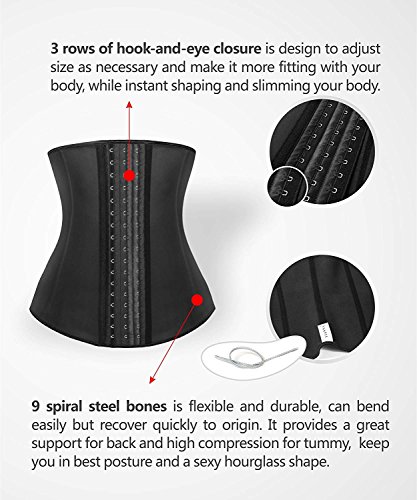 YIANNA Fajas Reductoras Adelgazantes Mujer Largo Torso Waist Trainer Trimmer Faja Reductora Cintura Postparto Colombiana Negro, 110288 Size L YIANNA Fajas Reductoras Adelgazantes Mujer Largo Torso Waist Trainer Trimmer Faja Reductora Cintura Postparto Colombiana Negro, 110288 Size L