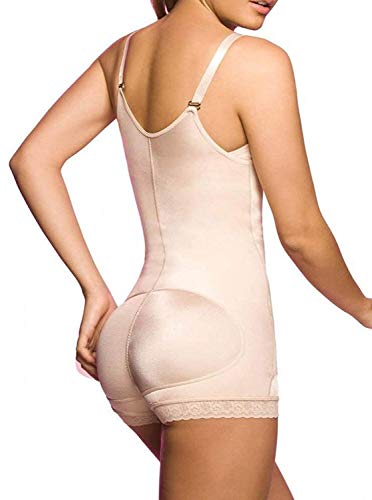 YIANNA Mujer Body Reductor Busto Abierto Corsé sin Costuras Faja Reductora Modeladora Negro Shapewear Adelgazante,UK-YA7102-Beige-M