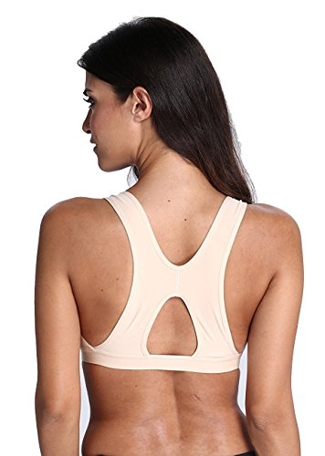 YIANNA Mujer Cierre Delantero Sujetador Post Operatorio Deportivo con Soporte de Espalda Sin Costura Sin Aros, UK-YA-BRA128-Beige-XL-New