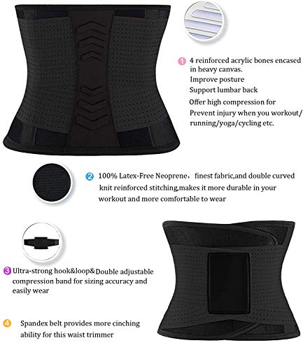 YIANNA Mujer Faja Reductora Abdominal Adelgazante Lumbar Fajas Reductoras Abdomen Adjustable para Deporte Fitness Negro,8003 Size S YIANNA Mujer Faja Reductora Abdominal Adelgazante Lumbar Fajas Reductoras Abdomen Adjustable para Deporte Fitness Negro,8003 Size S